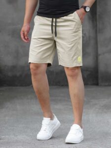 Men’s Khaki Cotton Drawstring Shorts – Beige Casual Summer Bottoms | Fitnookk