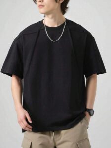 Men’s Black Oversized T-Shirt – Minimal Korean Streetwear Style | Fitnookk