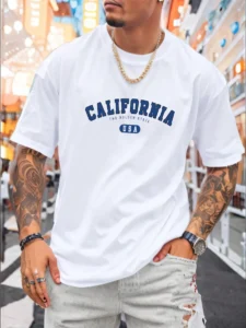 Men’s California USA Graphic T-Shirt – White Oversized Tee for Streetwear Style | Fitnookk